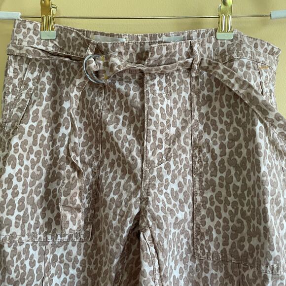 Anthropologie The Wanderer Utility Pant in Brown Tan Leopard Sz 29 Linen Blend - Picture 3 of 10